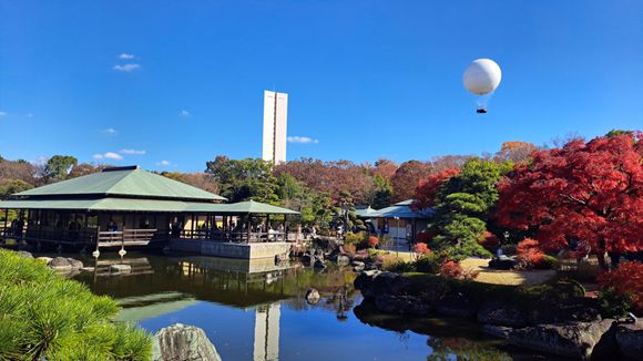The observation balloon ( the balloon is in the park outside the garden)