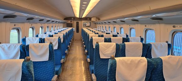 Inside the shinkansen. Similar to the shinkansen trains on the tokaido line down to Osaka & Tokyo etc