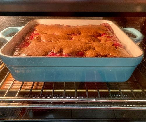 At the 20-minute mark in my Breville toaster oven. 
