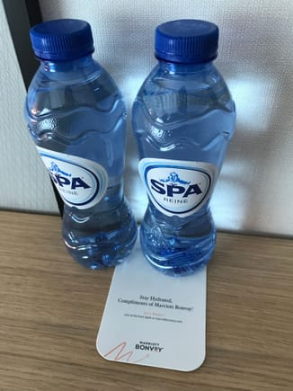 Complimentary water for Club guests or Marriott Gold members
