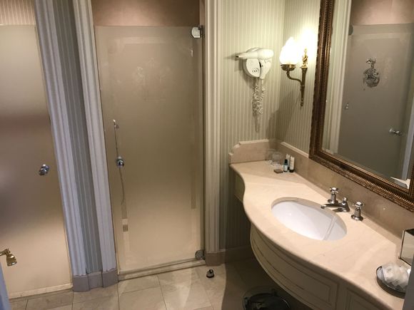 Seperate shower stall and toilet with hygiene stick (refresher down below)