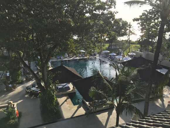 View from living room on club pool