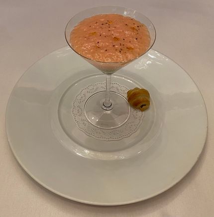 Cucumber jelly and tomato foam .. 