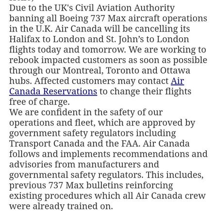 Air canada statement. 
