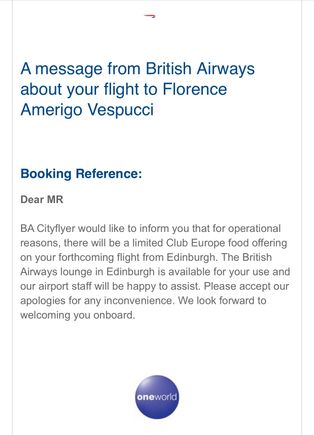 Can anyone advise what I may expect flying EDI-FLR please ?

I’ve asked on Twitter and the answer is chocolate foreguard-esq in its helpfulness… an 0700 departure Ona. Sunday morning so my thinking is that BACF simply don’t want to pay the out of hours catering cost at EDI … but I don’t know whether to bring snacks or a full blown breakfast/brunch. 

Also, any ideas if it’s normal to say good will be limited only to find a distinct absence of bubbles on board too please ?