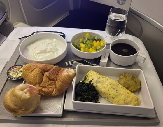 Breakfast meal. Omelette was ok. The saddest croissant I have seen in ages. Reminded me of the cheap multipack croissant boxes I used to buy in UK supermarkets. 