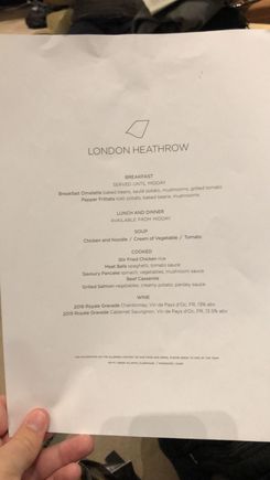 Kosher menu in the JFK Clubhouse