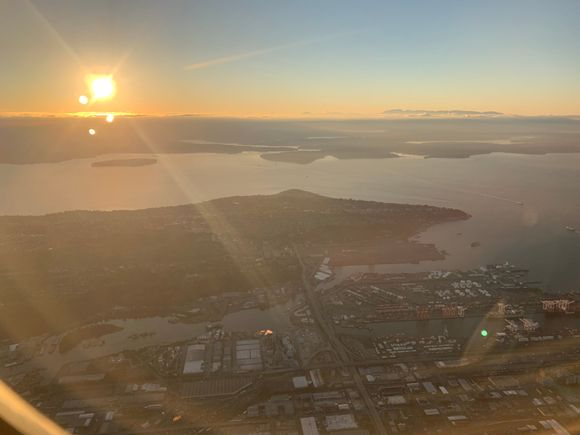 Seattle at sunset on departure 