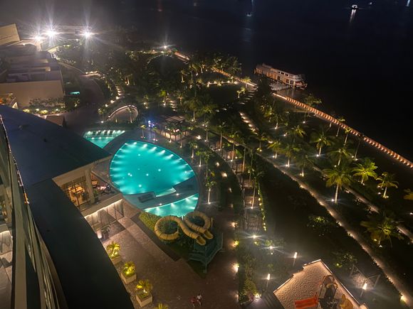 View of the Hotel at Night  from the Terrace