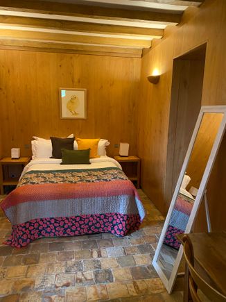 Basic but comfortable: guest suite on main floor of the Centaure cottage at Domaine des Etangs.