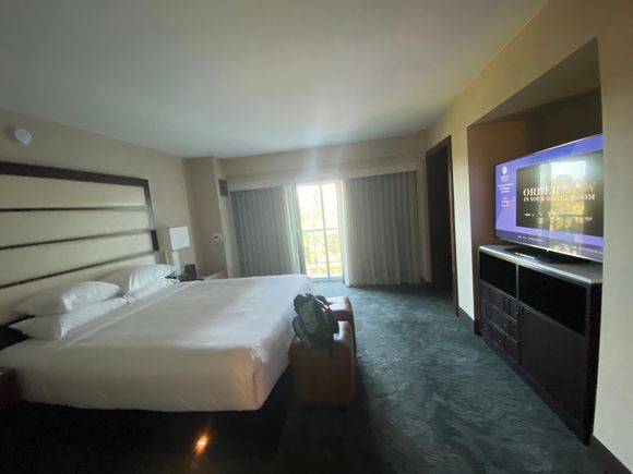 Bedroom; no doors separate this room from the rest of the suite 
