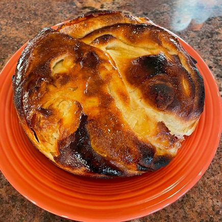 Today’s effort at Kouign-amann. I think if I made it every day for a week, I could perfect it. But, I’d end up weighing 350 lbs. in the process 