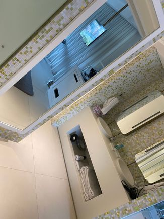 Entrance and sinks. All same place. 
