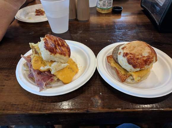 Country ham and sausage biscuits, Magee’s, LEX. 