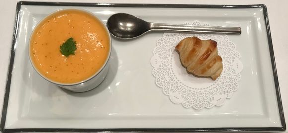 Lobster bisque , lobster & celeriac layers 
