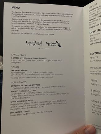 Flagship J LAX BOS Menu