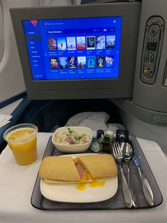 Pre-arrival meal same as before; hot ham and cheese sandwich with salad or cold grilled chicken salad with potato salad side