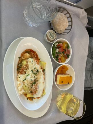 This was the cannelloni for the second, light meal: LGW - CAN 2nd Sep 22. Flight times was 9:38h