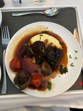 Braised beef very tender and more flavourful than the typical tenderloin hockey puck.