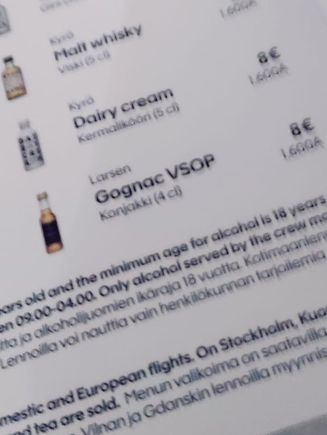 AY is now serving Gognac onboard