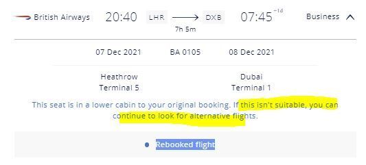 If this isn't suitable, you can continue to look for alternative flights.