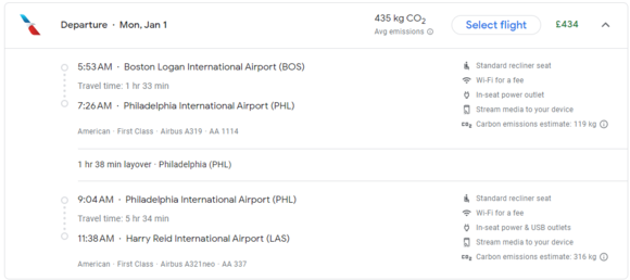 This is one way - you can get return for £845 on the Friday.  AS PHL-LAS is over 2000 miles it's 140 TP.  So this single would get you 180 TP and the return 360 TP.