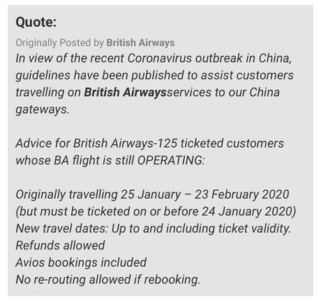 For avoidance of doubt BA  statement 