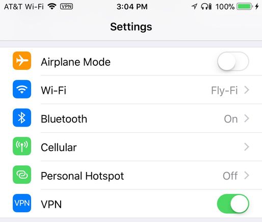 AT&T WiFi calling (for texting) and VPN working again on FlyFi!