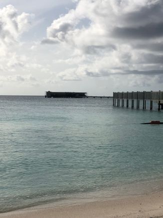 This is what the new underwater villa and suite look like from the beach. It’s an incredibly imposing feature and really takes up the ocean view. I’m yold it’ll include a pool, restaurant above the water and of course the room below. 