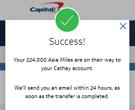 This is the message I got from Capital One when I did my transfer