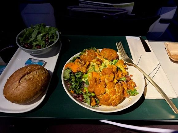 Alaska Airlines Yellow Cauliflower Curry dinner