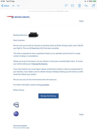 This is the actual email, it states the flight has been cancelled, do not go to the airport etc. etc.