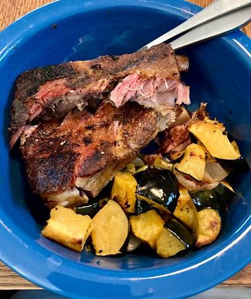 Three ribs and acorn squash for dinner tonight. 