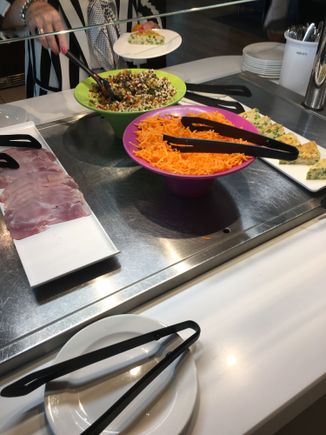 Cold selection. Slices of ham and Spanish tortilla