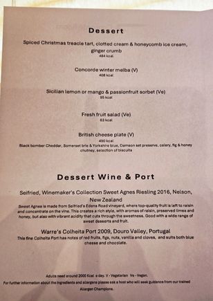 December 2025 Dessert Menu