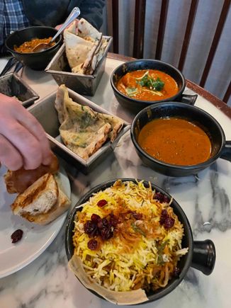Chicken, Daal, Biryani, Naan galore.