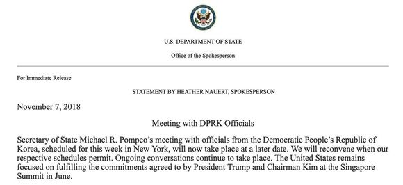 Kim Yong Chol  never showed up in Beijing for his flight to NYC.
Pompeo looks like a fool 