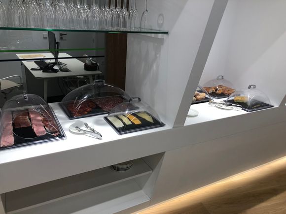 Part of the food, which is laid out all down the side adjacent to reception 