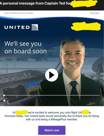 Email - welcome from the captain