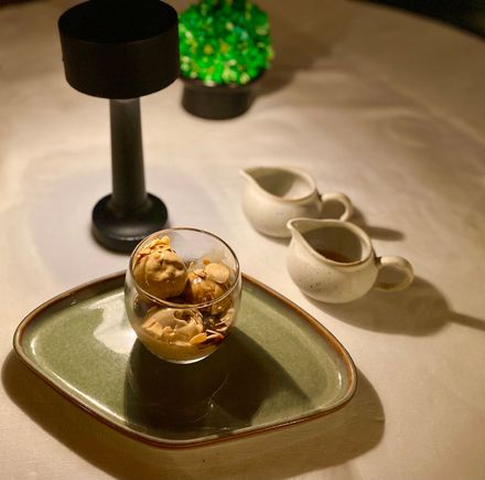 With Vietnamese coffee & ice cream , ameratto