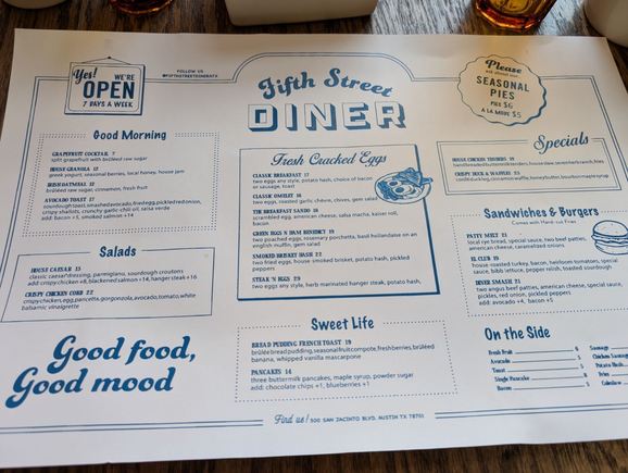 Diner menu