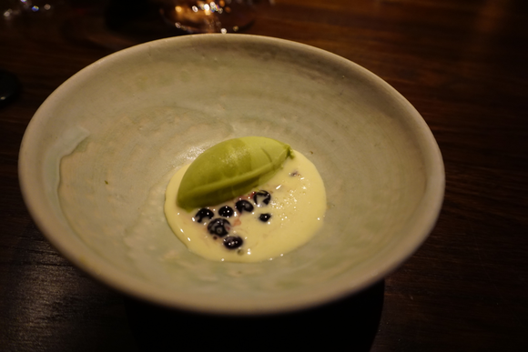 Wild Thyme ice cream, smoked cream and crowberry