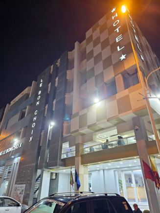 The front of the hotel.