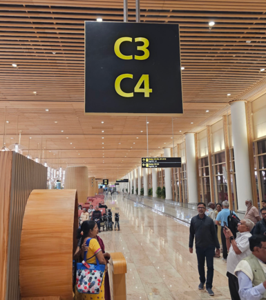 C3 & C4 sign with a sign pointing to the same gates as being elsewhere just beyond.