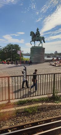 Just as you enter the station, before crossing the Rhine