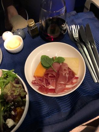 Prosciutto appetizer. Was tasty, but the melon to meat ratio was off. 