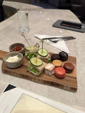 Wife ordered afternoon tea. Not the same as the CCR, but the macarons were good and paired well with the Dom on offer. 
