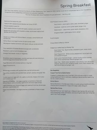 QF SYD F Lounge Spring Breakfast menu 2025