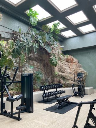 Gym with skylights