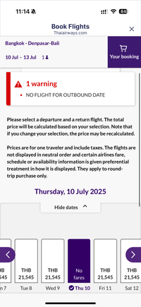 App showing zero availability specifically for that date